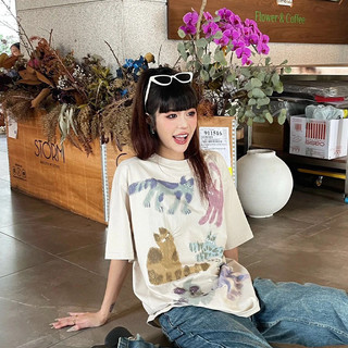 HIIXIIVI Mới 100% Cotton Plus Size 2XL Áo Thun Nữ Tay Ngắn Mùa Hè Oversize Cổ Tròn Tee Rời Thương Hiệu Địa Phương Người Phụ Nữ
