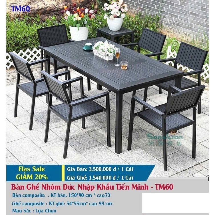Bàn ghế Dài sơn tĩnh điện hợp kim nhôm và ghế nhập khẩu chống oxy hóa và chống ăn mòn - HP02