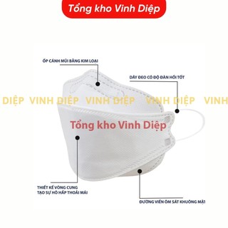 khẩu trang 4D Hàn Quốc KF94 BH98 kháng khuẩn, chống khói bụi không lem son, 1 túi
