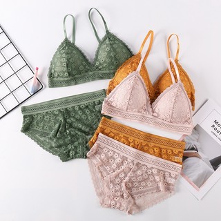 Set Áo Ngực Ren Nữ Không Gọng Mút mỏng nhẹ Set Quần Lót Nữ Tam Giác Quyến Rũ Cho Nữ áo ngực bra