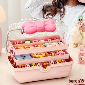 Hộp Nhựa 3 Tầng Đựng Đồ Dùng / Dây Buộc Tóc Tiện Dụng ji0z