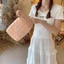 Túi dây kéo EBINLANDS, Túi xách mua sắm sức chứa lớn nhẹ, Túi đựng mỹ phẩm họa tiết trái tim màu trơn Nữ