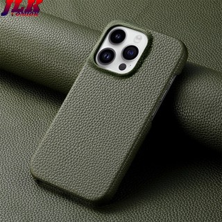 [JLK] Luxury Litchi Grain Leather Case for iPhone 14 13 Pro Max iphone14 Plus Slim Phone Back Cover
