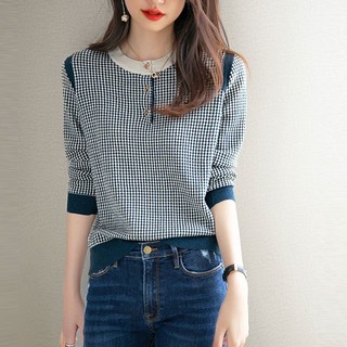 Áo sweater Ngắn Dáng Rộng Tay Dài Thoáng Khí Phong Cách Phương Tây Thời Trang Mùa Thu 2023 Thân Thiện Với Da Màu Trắng Đen Cho Nữ