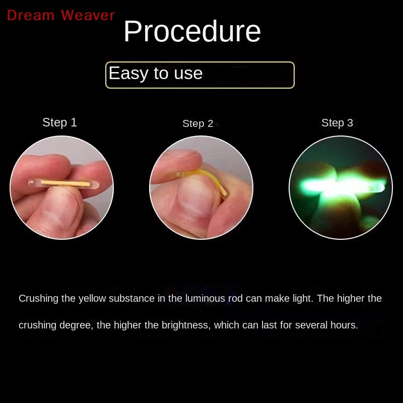 [Dream] 50 Cái / lốc 2.2-4.5 Mm Đèn Phao Câu Cá Ban Đêm Bóng Sáng Dính Câu Cá mới