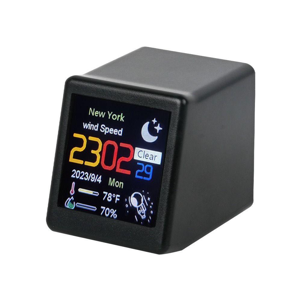 Đồng hồ thông minh SLICELLIFE 4.5x4x3CM, Trạm dự báo thời tiết sạc USB Album Lectronic, Đa chức năng sáng tạo với toàn màn hình Gif Hoạt hình WiFi Đồng hồ để bàn Mini tại nhà
