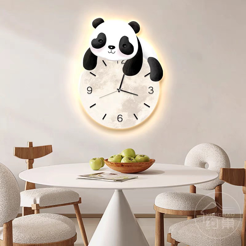 Đồng Hồ 3D Đèn LED Gấu Trúc Đáng Yêu Trang Trí Nhà Cửa, Cửa Hàng, Nhà Trẻ, Quà Tặng Người Thân