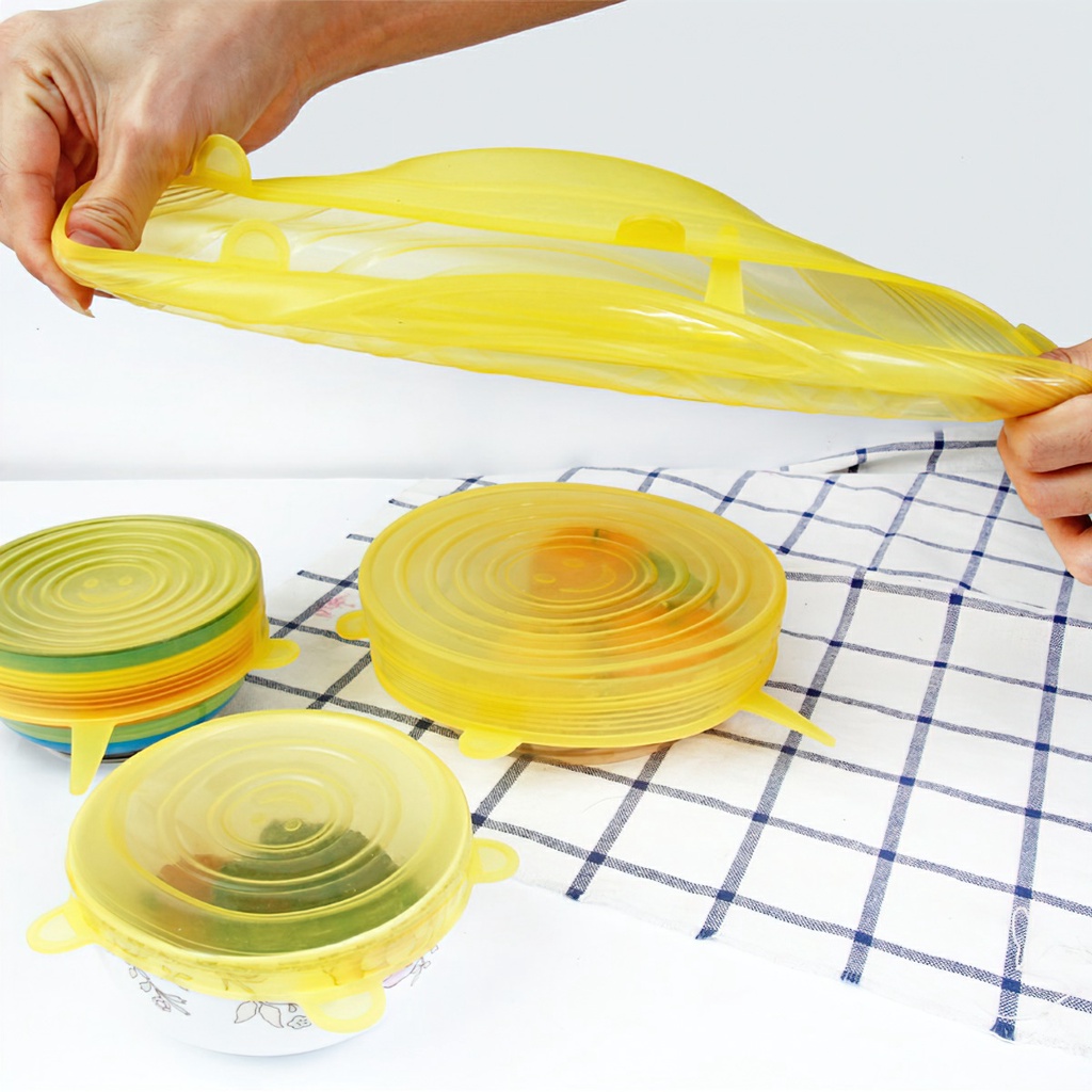 Giá sỉ - BỘ 6 nắp silicon đậy thực phẩm tái sử dụng tiện lợi - FETA
