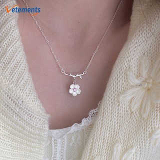 Thời Trang Dây Chuyền Mạ Bạc Đính Hoa Hồng Ngọt Ngào Sang Trọng Cho Nữ