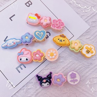 MEOWU Kẹp Tóc Mái Sanrio Mùa Hè Bông Hoa Phong Cách Hàn Quốc Melody Kitty Hồng