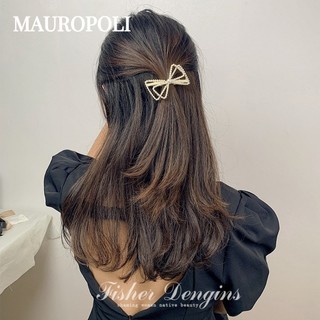 Mauropoli [Sẵn Sàng] Phiên Bản Hàn Quốc Kim Cương Giả Nơ Kẹp Tóc Bên Nổ Lò Xo Kẹp Phong Cách Hàn Quốc Nữ Top Kẹp Phụ Kiện Tóc