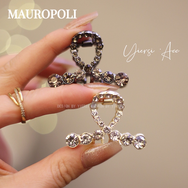 Mauropoli [Sẵn Sàng] Phiên Bản Hàn Quốc Kẹp Kim Cương Giả Chữ Thập Dễ Thương Phụ Kiện Tóc Nhỏ Đầu Lưng Nữ Nửa Kẹp Tóc Thời Trang Sang Trọng Phụ Kiện Đầu