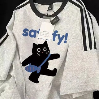 HIIXIIVI Mới 100% Cotton Unisex Áo Thun Nữ Tay Ngắn Nam Nữ Baggy Cổ Tròn Rời In Độc Đáo Cặp Đôi Tee