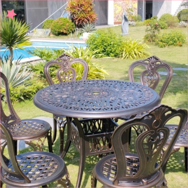 Bộ bàn ghế ban công ngoài trời Tròn Nhôm đúc Bàn ghế sân vườn ngoài trời Bàn ghế ngoài trời - HP37