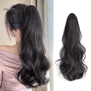 Julyhot Dây buộc tóc xoăn dài tổng hợp với kẹp đuôi ngựa Tóc giả xoăn Lông đuôi ngựa giả Massivedeals