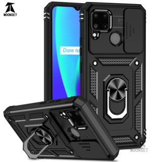 Dành Cho Realme C12 C15 C25 C20 C11 2021 Ốp Lưng Có Trượt Camera Chống Rơi Chịu Lực Bảo Vệ Xoay Vòng Chân Đế Mỏng Vỏ Điện Thoại