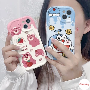 Ốp Lưng Cho VIVO V30 V29 V29E V27E V25 V23E V21E V15 V9 S1 Pro Y02S Y27 Y22S Y21S Y20S Y36 Kem Viền Cong Hình Gấu Mèo Có Chuông