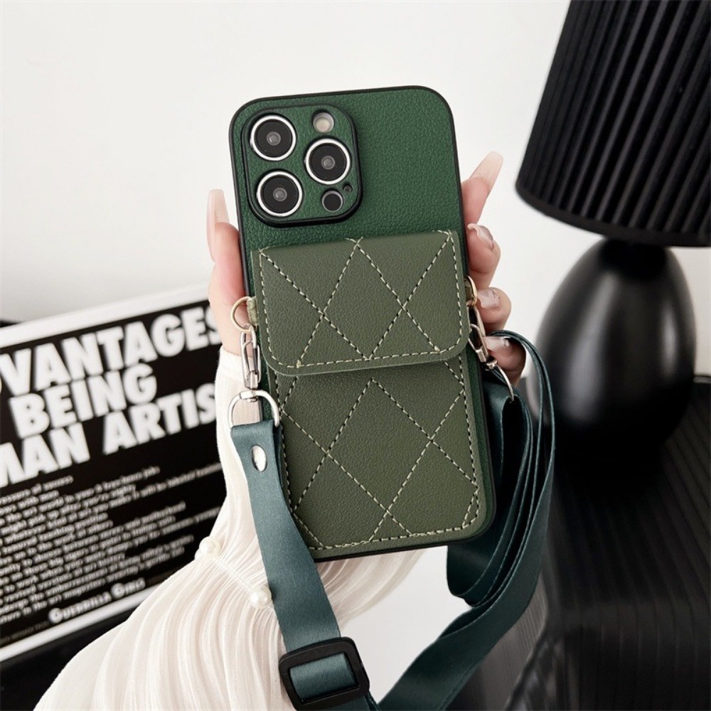 Ốp Điện Thoại Da Đeo Ngang Cho IPhone 15 14 13 12 16 Pro Max Plus Ví Có Đựng Thẻ Vỏ Chống Sốc