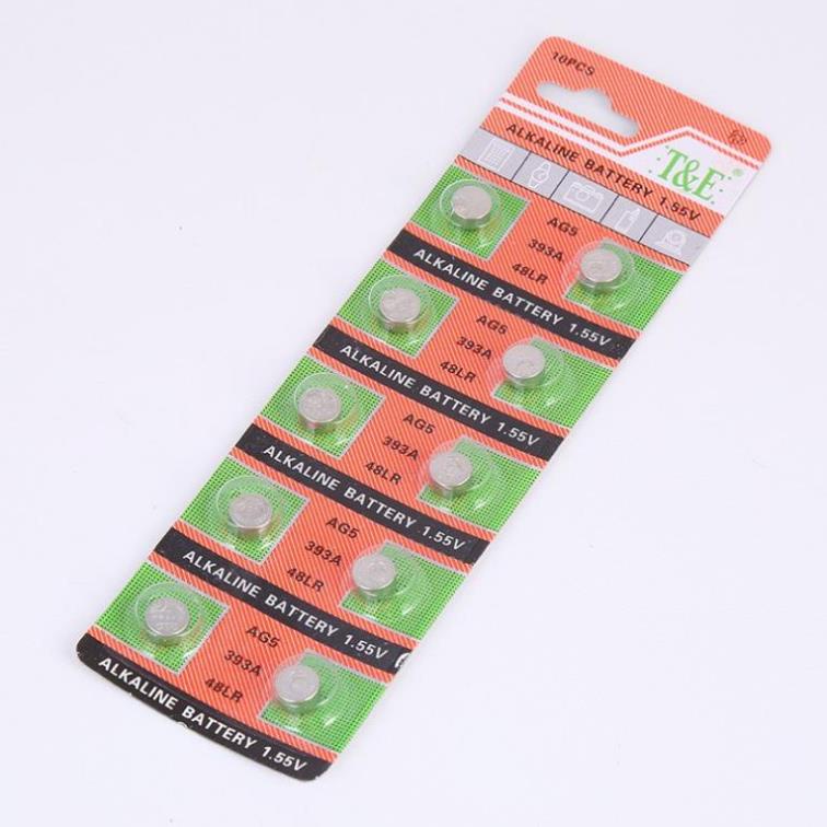 Vỉ 10 Pin cúc áo AG5 / LR754 / LR750 / 393 / SR754SW dùng cho đồng hồ ...