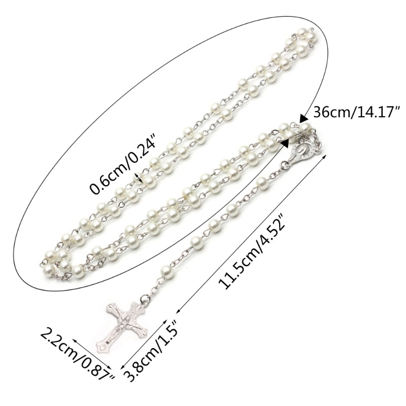 Pealike Cross-Necklace Công giáo Chuỗi Mân Côi Vòng cổ Huy chương và Thánh giá Dây chuyền mặt dây chuyền