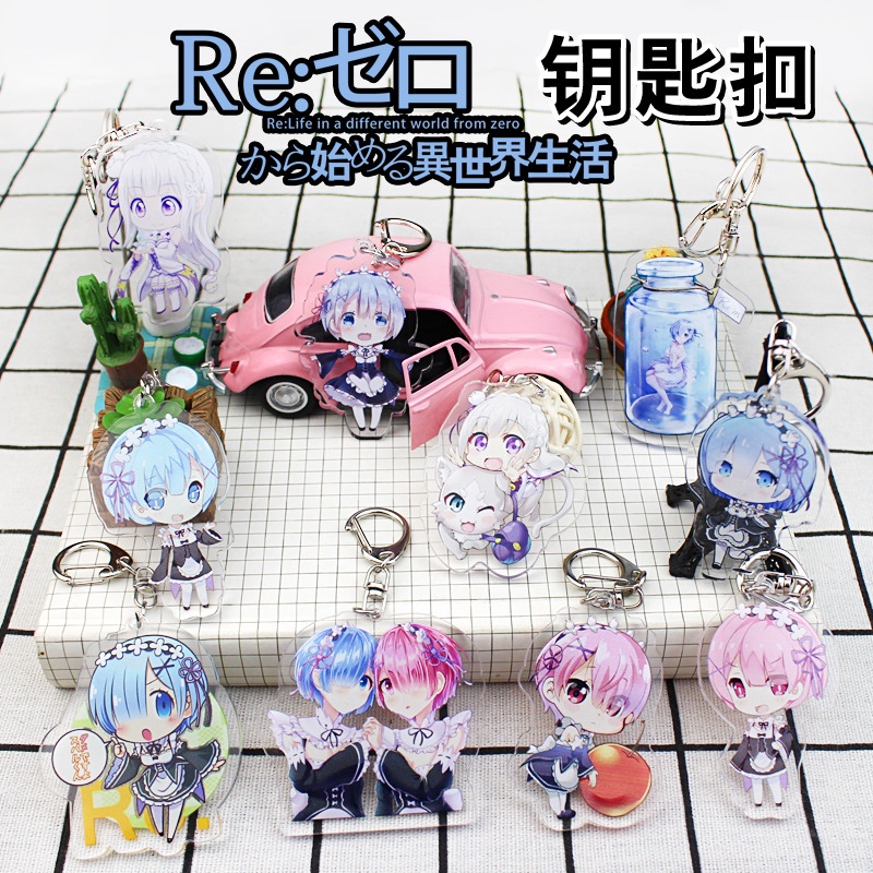 Anime Móc Khóa Thế Giới Khác Ram Rem Emilia Acrylic Anime Ngoại Vi Móc Khóa Mặt Dây Chuyền