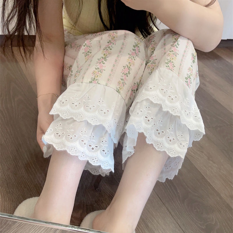 Milyfashion Ren Ngọt Ngào Rời Nhà Quần Pyjama Quần Nữ