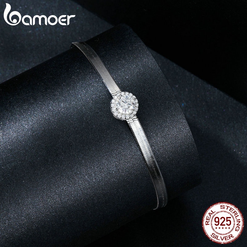 Bamoer Vòng Đeo Tay Bạc 925 0.5ct Thời Trang Cho Nữ MSB011