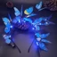 Vòng Hoa Bướm JVSUB, Vòng Hoa Phát Sáng LED Chống Đỡ Bướm Cô Dâu Tiaras, Phụ Kiện Tóc Cưới Mũ Trang Trí Nhiều Màu Sắc Bướm Tóc