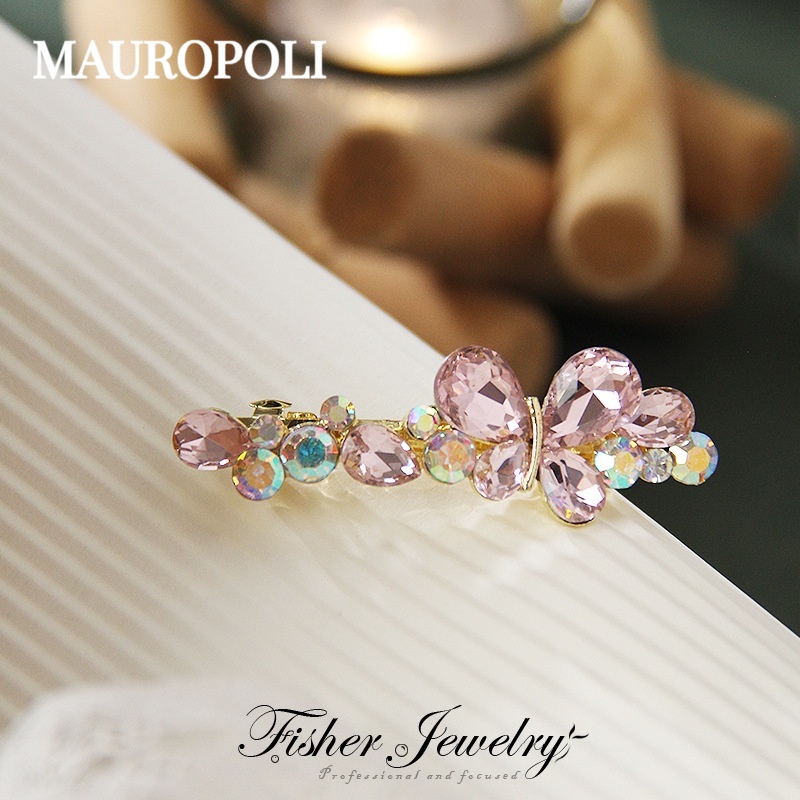 Mauropoli Kẹp Tóc Hợp Kim Pha Lê Hình Bướm, Kẹp Tóc Hàn Quốc Nữ