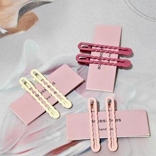 Kẹp tóc dễ thương màu kẹo ASDFGER, Kẹp tóc màu trơn hợp kim có mặt gợn sóng, Kẹp tóc