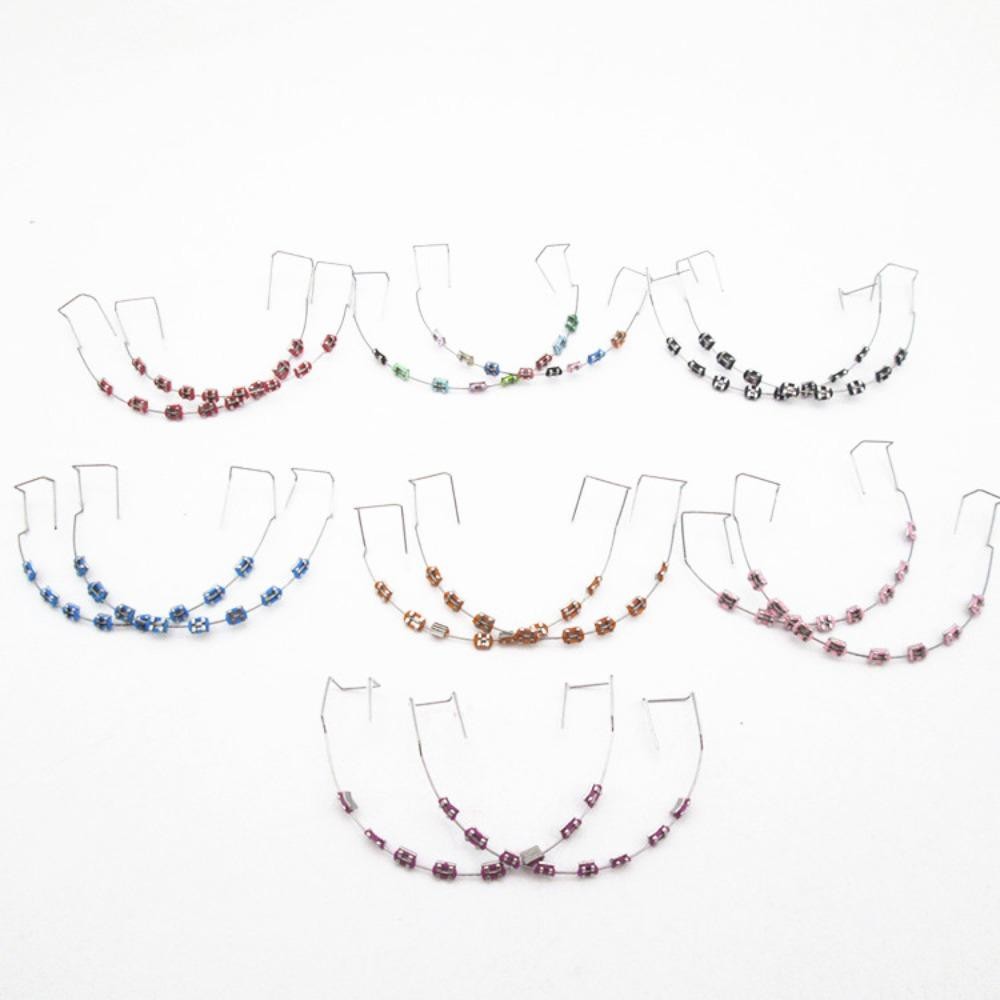 ASEGAID 1 cặp Trang trí răng tạm thời, với dây kim loại Trang trí nha khoa Dây buộc dây chằng chỉnh nha, Chất liệu nha khoa Chân đế giả Niềng răng đầy màu sắc Giá đỡ kim loại Răng