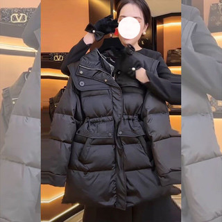 Cảm giác cao cấp Áo khoác Cotton rộng hẹp màu đen siêu đẹp mắt 2025 Phong cách mới Quilted dày
