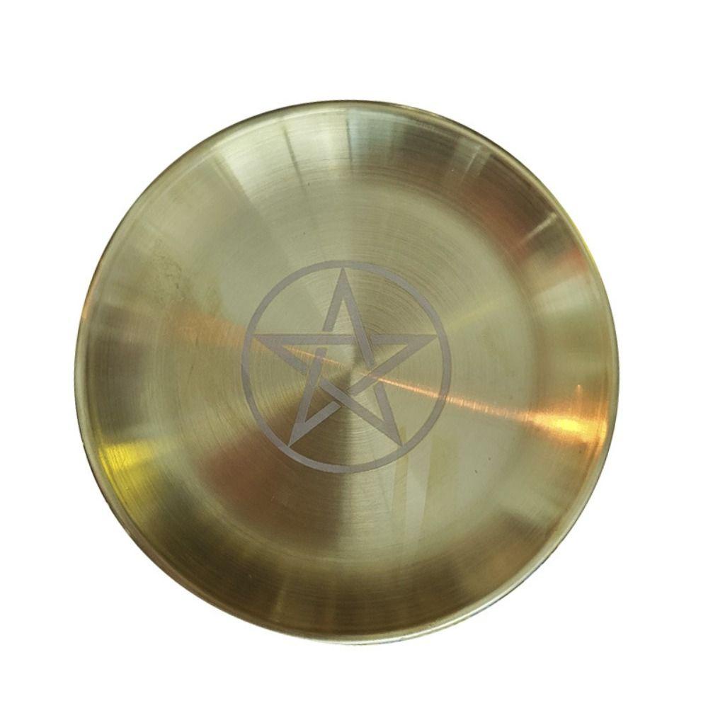 Đĩa chân nến SAIA, Thép không gỉ Phù thủy Đồ dùng Wiccan Khay nến, Dễ dàng làm sạch Metatron Dowsing Bói toán Pentagram Tấm Altar Cầu nguyện