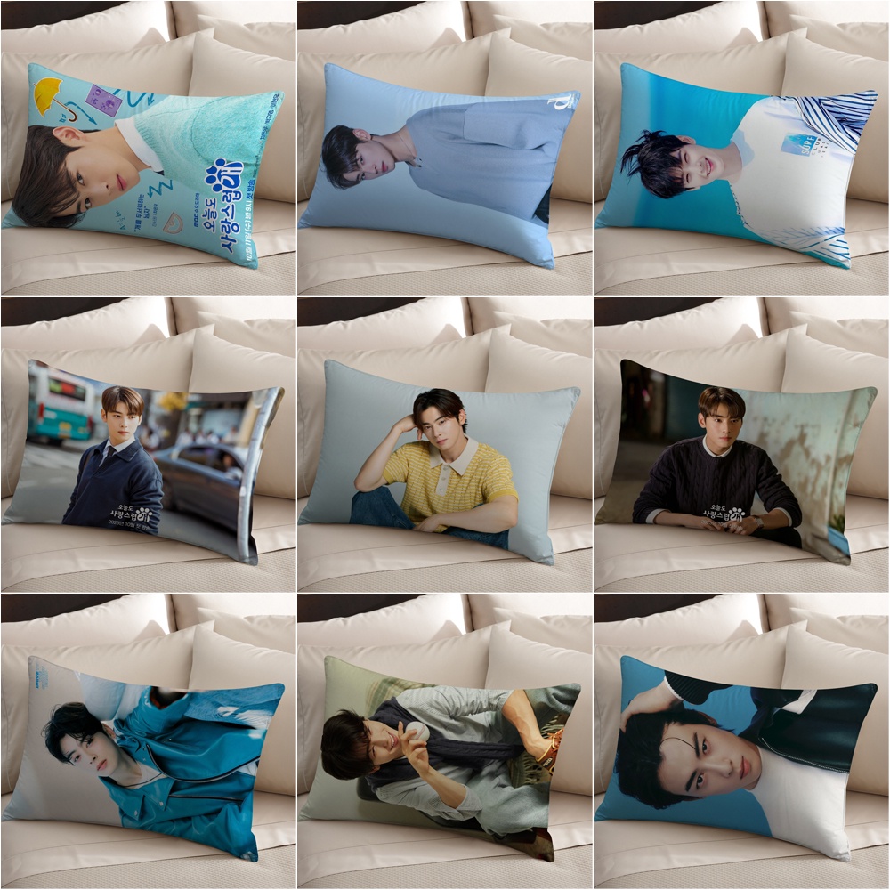 Cha eun woo Vỏ Gối Hình Chữ Nhật Một Mặt Bằng polyester In Chữ good day to be a dog Trang Trí Nhà Cửa (Không Có Lõi)