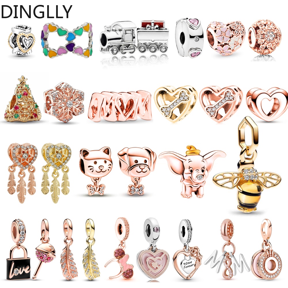 Ong Vàng Và Cây Giáng Sinh Đính Hạt Hoa Hồng Vàng Dream Catcher Charm Trang Sức Làm Hợp Kim Phụ Kiện