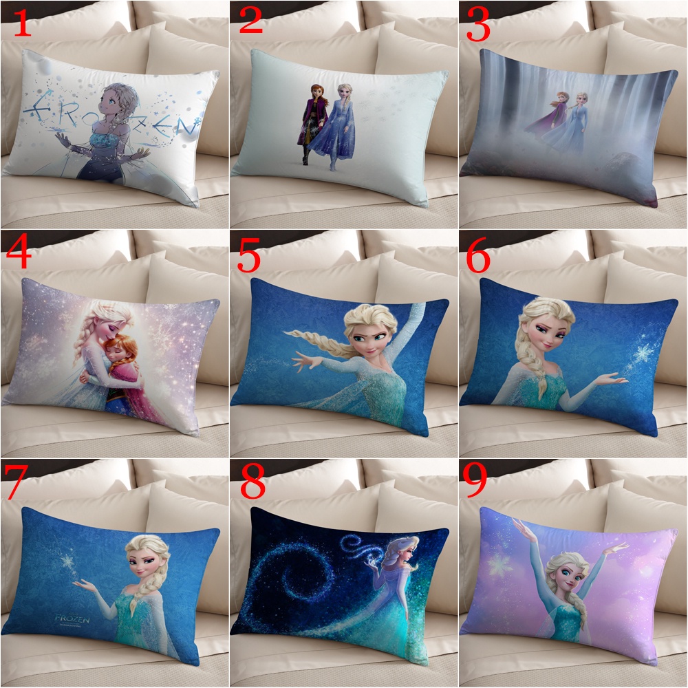 Vỏ Gối polyester Hình Chữ Nhật In Hình anna & elsa Một Mặt Trang Trí Nhà Cửa (Không Kèm Lõi)