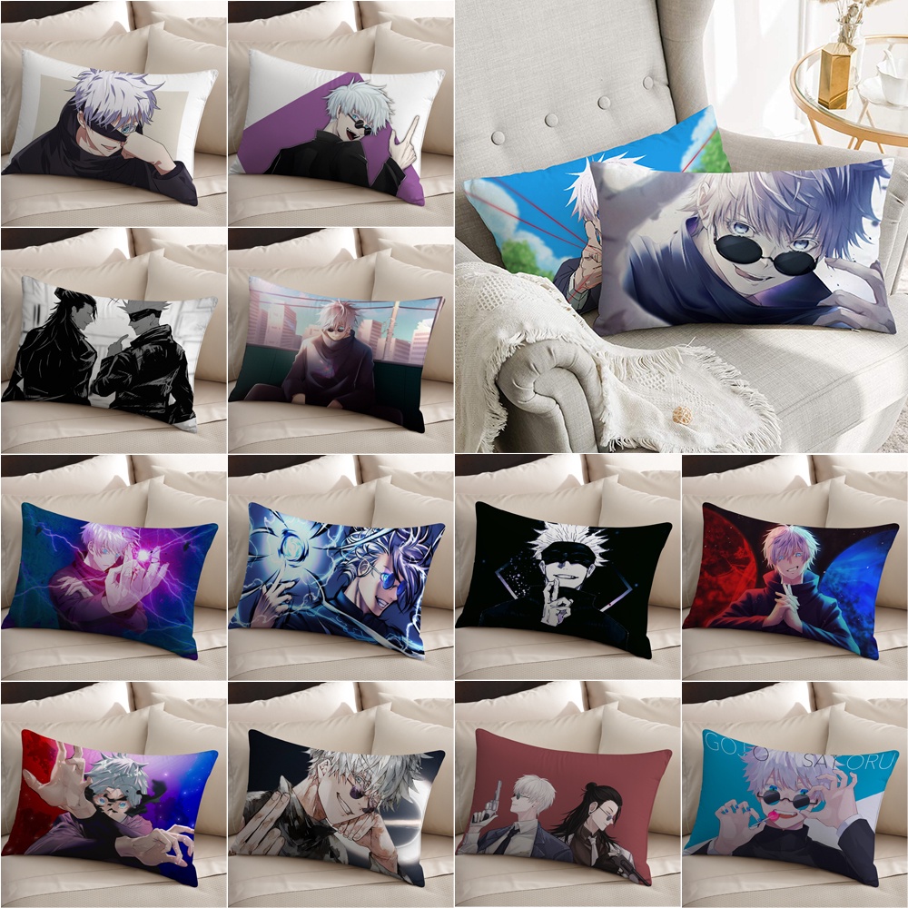 Satoru gojo Vỏ Gối polyester Hình Chữ Nhật In Hình anime jujutsu kaisen Một Mặt Trang Trí Nhà Cửa (Không Kèm Lõi)