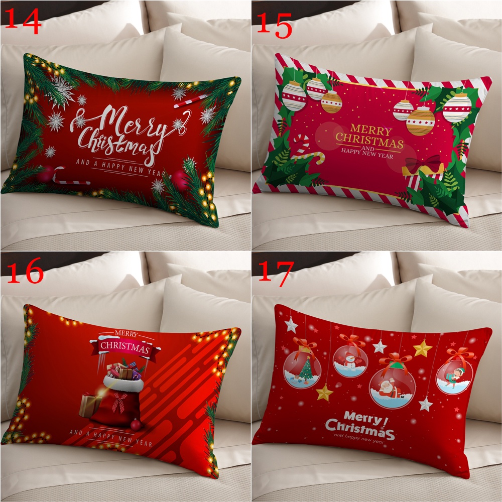 Vỏ Gối polyester Một Mặt Hình Chữ Nhật In Họa Tiết Giáng Sinh Năm Mới Trang Trí Nhà Cửa (Không Có Lõi)
