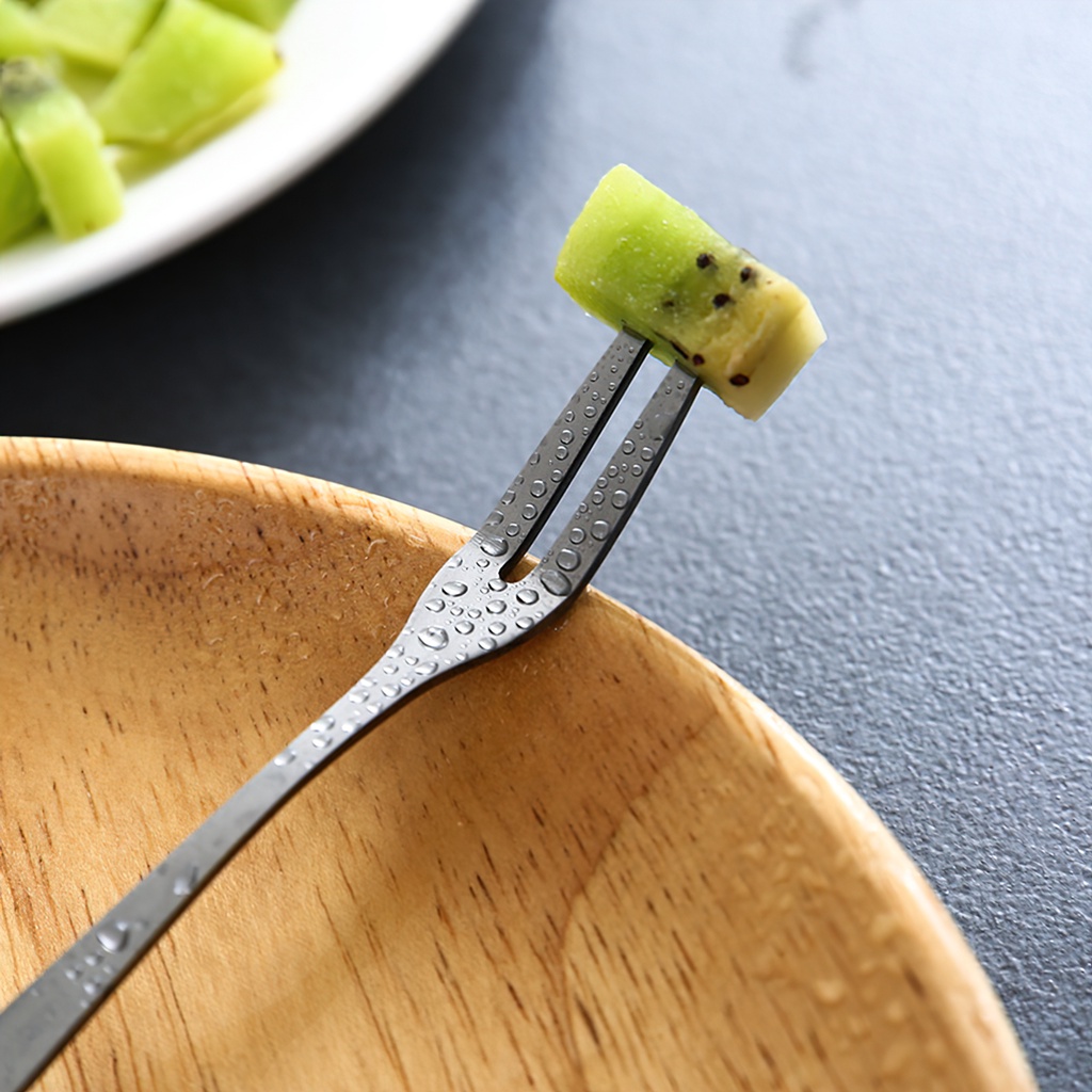 Giá sỉ - Combo 10 Dĩa Hoa Quả Inox Cao Cấp Loại Đầu 2 Răng Thời Trang - FETA