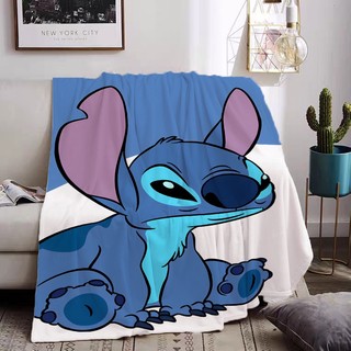 Chăn flannel Lilo Stitch in một mặt, quà tặng thiết thực cho gia đình và bạn bè, dùng cho phòng điều hòa, văn phòng