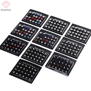 [pcwfkef] Set 24 Khuyên Tai Nam Châm Tròn Đính Kim Cương Giả Mới