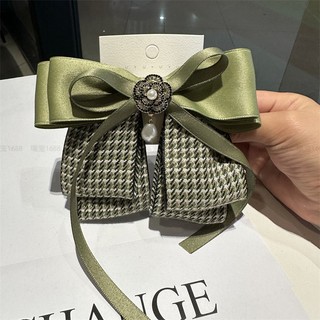 Hàn Quốc Houndstooth Nơ Kẹp Tóc Cho Nữ Phong Cách Frence Kim Cương Giả Ngọc Trai Mặt Dây Chuyền Top Kẹp Với Mùa Xuân Kẹp Mũ Phụ Kiện
