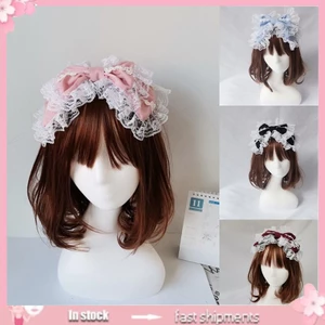 Yoi Băng Đô Ren Hai Lớp Đính Nơ To Hóa Trang Cô Hầu Gái lolita Nhật Bản Đáng Yêu Ngọt Ngào accesso