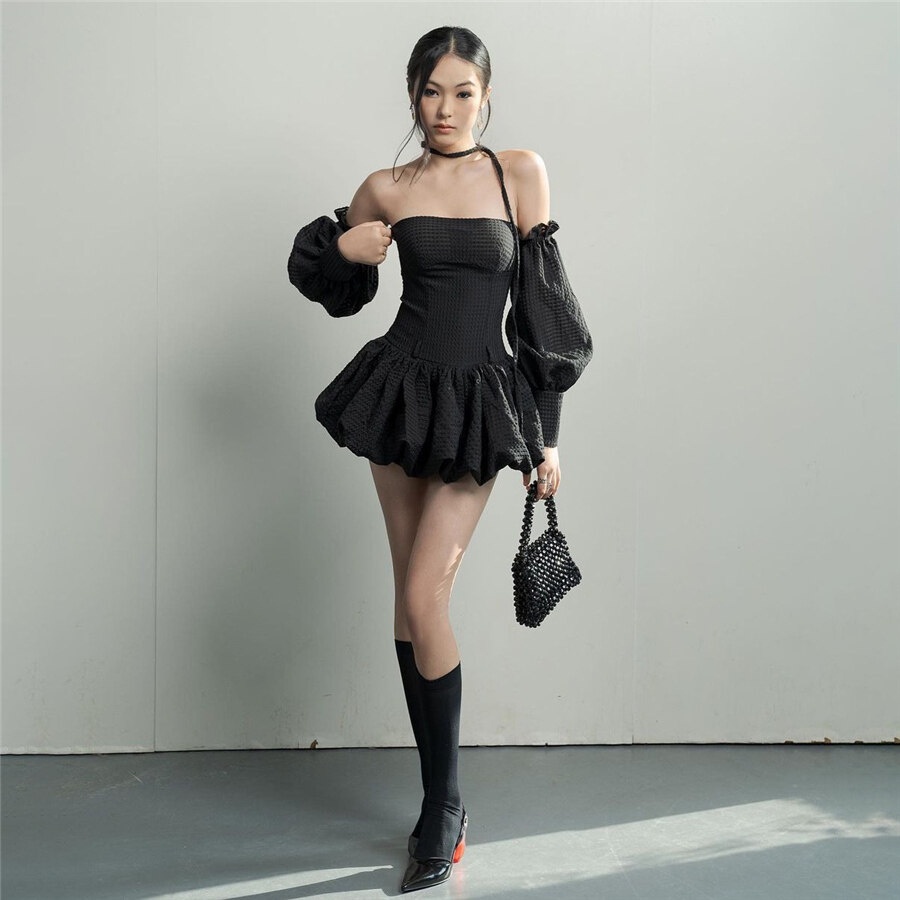 Klalien Đầm Công Chúa Dáng Chữ A Mini Màu Xanh Lá Ngọt Ngào Thời Trang Mùa Hè Cho Bạn Gái