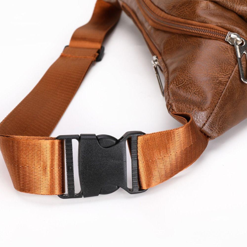 DWEL Fanny Pack, Túi đeo thắt lưng màu trơn bằng da PU, Túi đeo ngực chống nước dung tích lớn thông thường