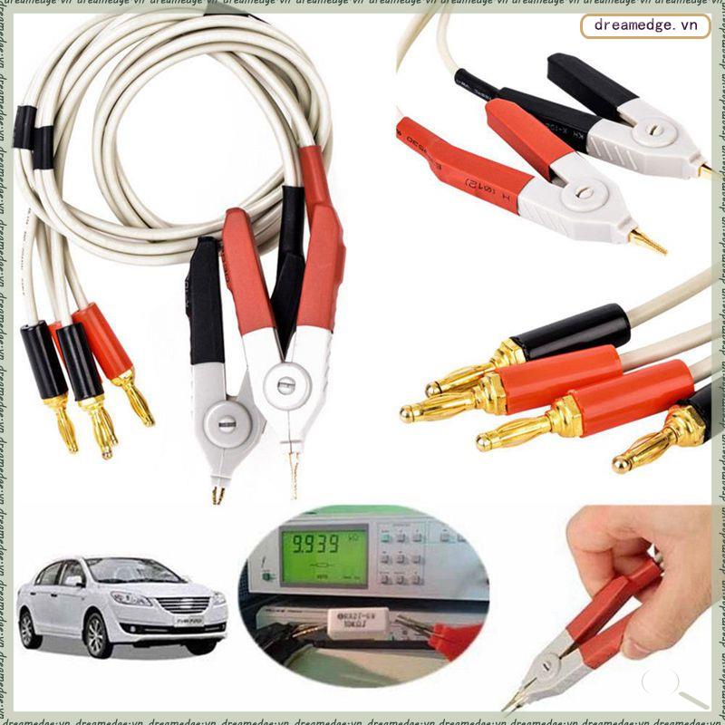 [L P V Q] 1 Cặp Dây Cáp Kẹp Phích Cắm Bắp Chuối Cách Nhiệt Thấp Đầu Dò LCR Kiểm Tra Thiết Bị Kelvin Mới