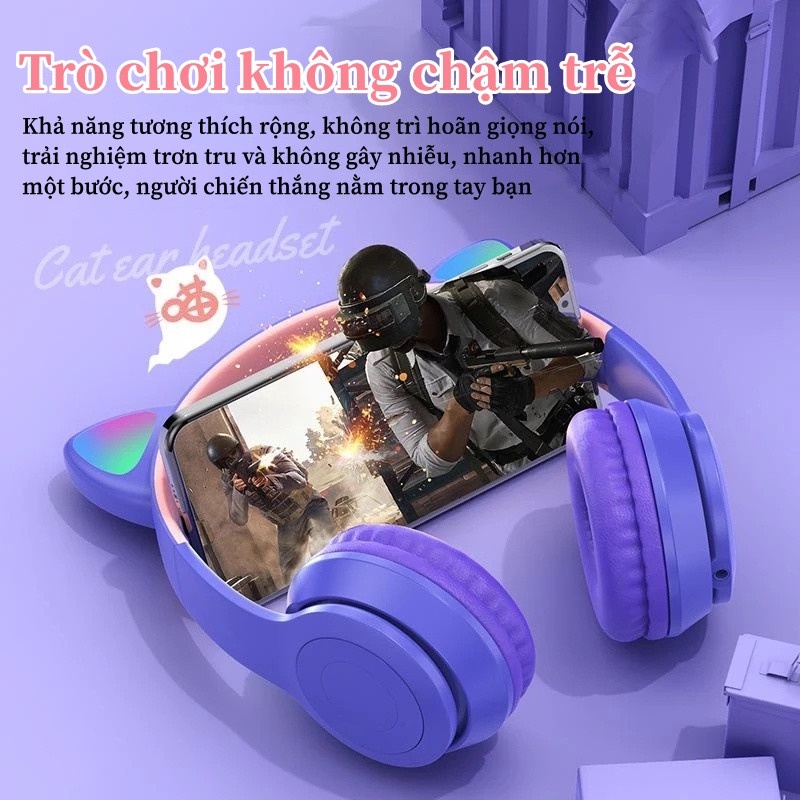 Tai Nghe Bluetooth P47M Chụp Tai Full Box Có Mic Đàm Thoại Đèn Led Nhấp Nháy Âm Thanh Chuẩn Lọc Âm
