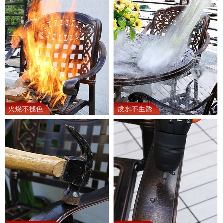 Bộ bàn ghế sân vườn ngoài trời HCN Bộ bàn ghế ban công ngoài trời nhôm đúc Bàn ghế ngoài trời -HP30