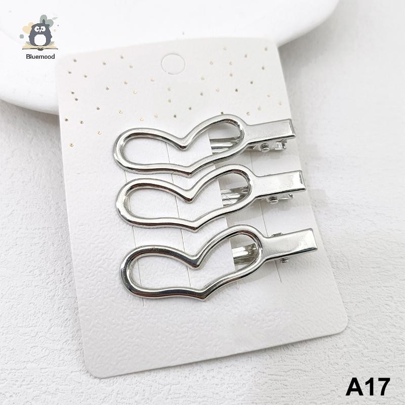 [Bluemood] 3 Kẹp Tóc Bạc Cho Nữ Thời Trang Ngọt Ngào Kim Loại Kẹp Tóc Mỏ Vịt Kẹp Bên Nổ Kẹp Tóc Bé Gái Phụ Kiện Tóc Mới