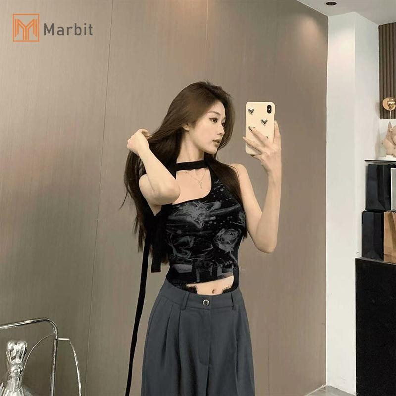 Marbit American Hottie Graffiti In một vai Áo hai dây mỏng có đệm ngực Mới